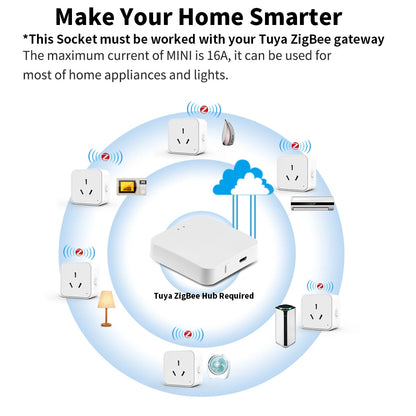 SIXWGH Zigbee Smart Socket AU Plug Adapter Tuya Smart Life App Wireless Control Timing Power Monitoring Function Aleax Outlet