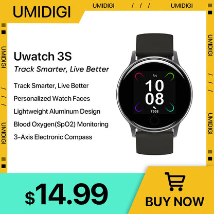 UMIDIGI Uwatch 3S 1.3" Smart Watch Fitness Tracker Heart Rate Sleep Monitoring Sport SmartBand Clock Smartwatch For Men Women