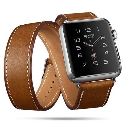 Long Soft Leather Band for apple watch 6 Iwatch Series 6 5 4 3 2 40mm 44mm 38mm 42mm Double Tour Bracelet Strap for Smart Watch