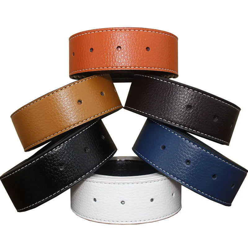 new Luxury Brand H Belts for Men High Quality Pin Buckle Male Strap Genuine Leather Waistband Ceinture Homme,No Buckle 3.3cm