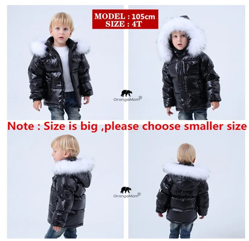 Black Winter Jacket Parka For Boys Winter Coat 90% Down Girls Jackets Children's Clothing Snow Wear Kids Outerwear Boy Clothes