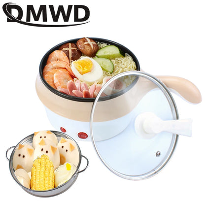 Multifunctional Electric Cooker Hot Pot Mini Non-stick Food Noodle Cooking Skillet Egg Steamer Soup Heater Pot Frying Pan EU