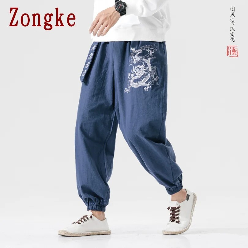 Dragon Embroidery Pants Men Joggers Trousers Men Pants Streetwear Sweatpants Harem Pants Men Trousers 5XL 2023 Spring New