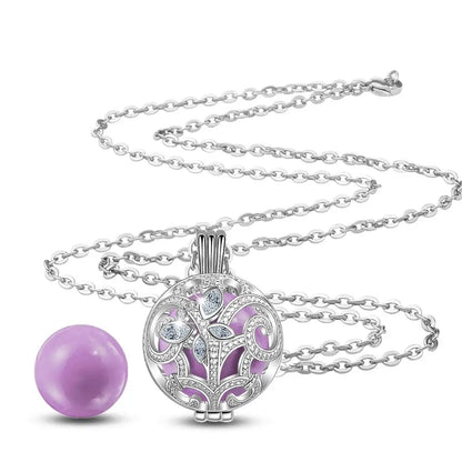 Eudora 20mm Pregnancy ball/Chime ball/Baby bola Ball Pendant Necklace Iris Flower Cage with Crystal CZ butterfly Jewelry K355N20