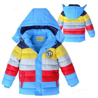 Infant Fashion Jackets Boys Stripe Winter Down Coat 2020 Baby Wear Kids Warm Outerwear Hooded For 2-7 Yrs Children Clothes