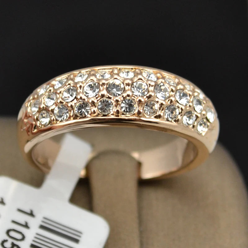 UMODE Classic Anillos Mujer Bague Aros Rose Gold Color Rhinestones Studded Finger Rings JR0084A