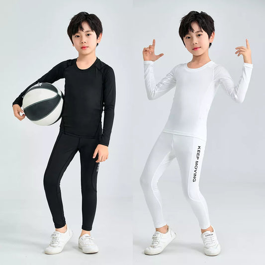 Children's Compression Wear, Suit for Boy Running, Basketball, Football, Tracksuit for Children Quick-Drying Top + Leggings