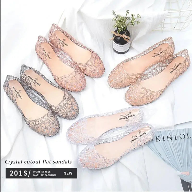 New Women Sandals Jelly Shoes Breathable Flats Shoes Hollow Out Slip Fashion Shoe Ladies  Footwear Sandal  Summer