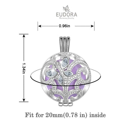 Eudora 20mm Pregnancy ball/Chime ball/Baby bola Ball Pendant Necklace Iris Flower Cage with Crystal CZ butterfly Jewelry K355N20