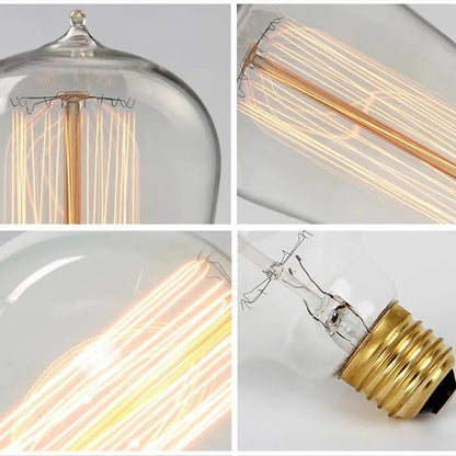 Vintage Edison Bulb E27 ST64 T10 T45 G80 G95 40W Chandelier Pendant Lights 220V LED Lamp Incandescent Light Rope Lamp Holder E27