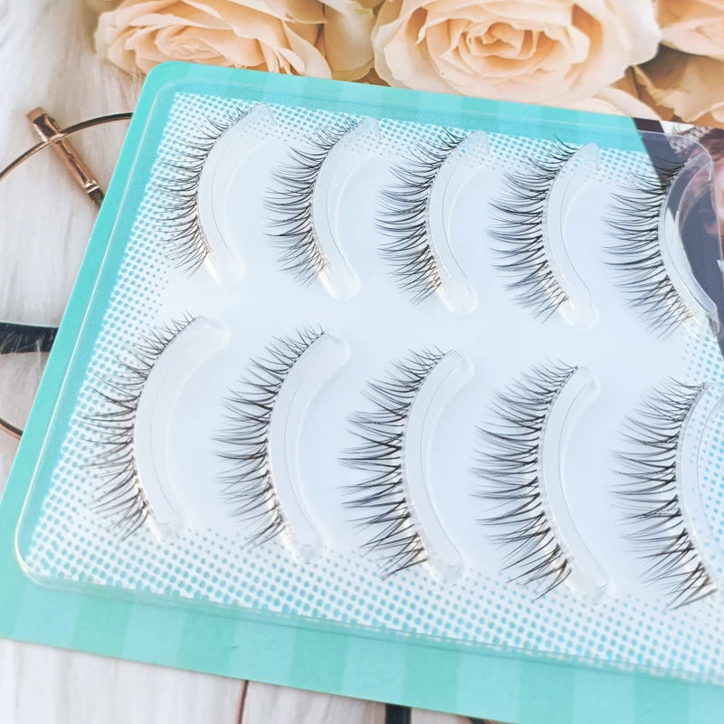 Slim Clear Band 5 Pairs Makeup Natual False Eyelashes Korean Fake Eye Lashes Extension Volume Mink Fluffy Wholesale