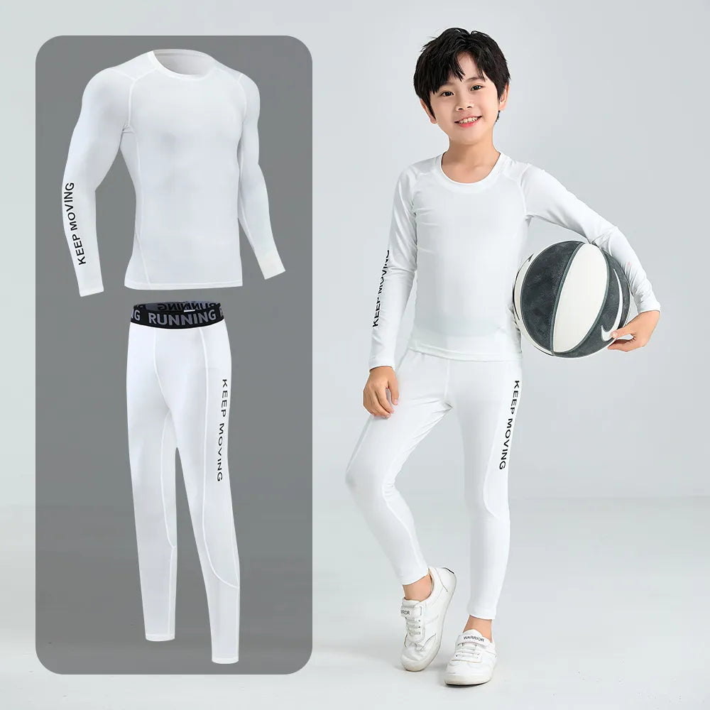 Children's Compression Wear, Suit for Boy Running, Basketball, Football, Tracksuit for Children Quick-Drying Top + Leggings