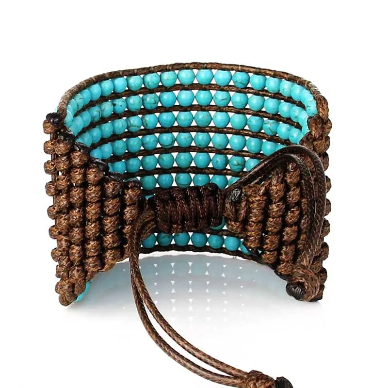 Boho Bracelets 9 Rows Stones Braided Wrap Bracelet Beaded Statement Cuff Bracelet Wholesale Bohemia Bracelets