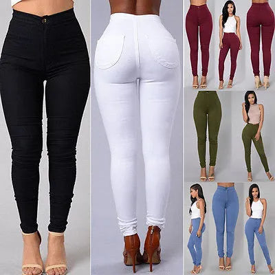 HOT SALE Women Denim Skinny Jeggings Pants High Waist Stretch Jeans Slim Pencil Trousers