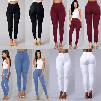 HOT SALE Women Denim Skinny Jeggings Pants High Waist Stretch Jeans Slim Pencil Trousers