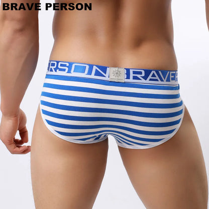 BRAVE PERSON Brand Underwear Men Briefs Cotton Striped Briefs Men Sexy Underwear Briefs Wide Belt Underpants Male Panties B1154