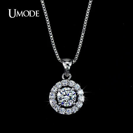 UMODE Hearts & Arrows Cut 0.6 Carat Top Quality AAA+ CZ Cubic Zirconia Round Pendant Necklace UN0012