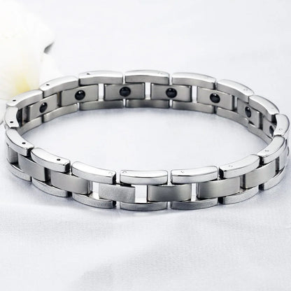 Therapy Bracelet Homme Vintage Bracelet for Man Stainless Steel Mens Jewellery Healthy Therapeutic Magnetic Bracelet Men Armband