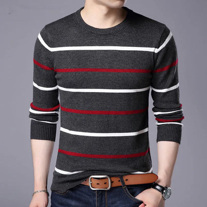 2022 New Pullover Men Brand Clothing Autumn Winter Wool Round Collar Slim fit Sweater Men Casual Striped Pull Jumper Men