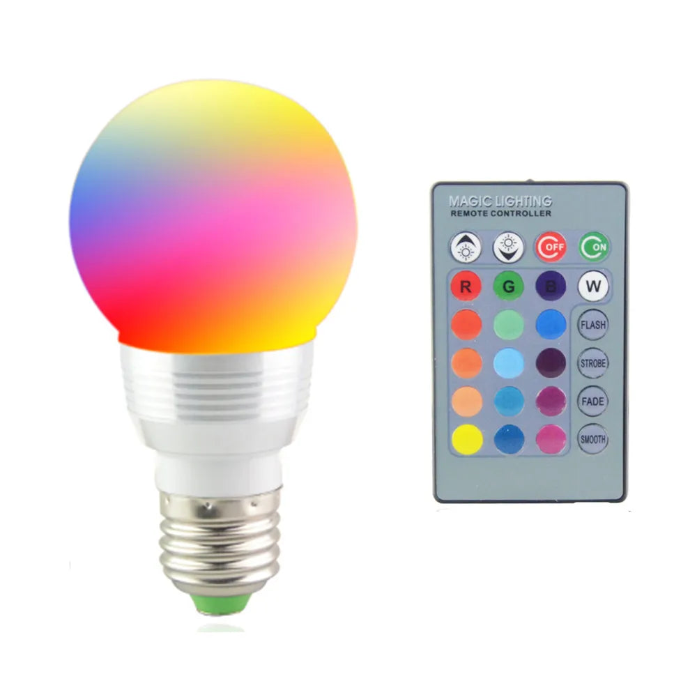 E27 E14 LED 16 Color Changing RGB Magic Light Bulb Lamp 85-265V 110V 120V 220V RGB Led Light Spotlight + IR Remote Control