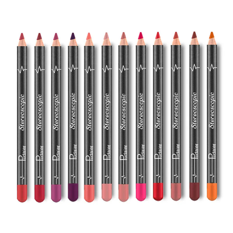 Brand 12 Colors Lip Liner Pencil Nude Matte Lipliner Moisturizing Waterproof Long Lasting Lipstick Liner Professional Makeup Kit