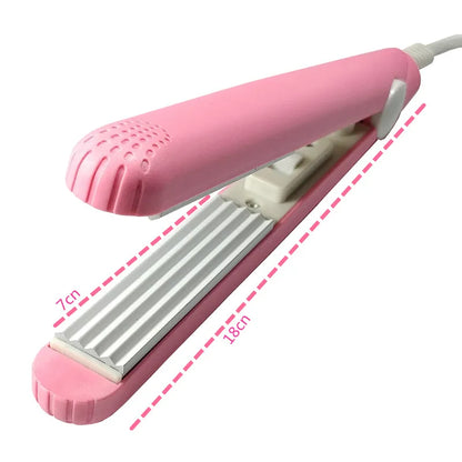 2021 A mini hair iron pink corrugated plate electric curling iron curl modelling tools