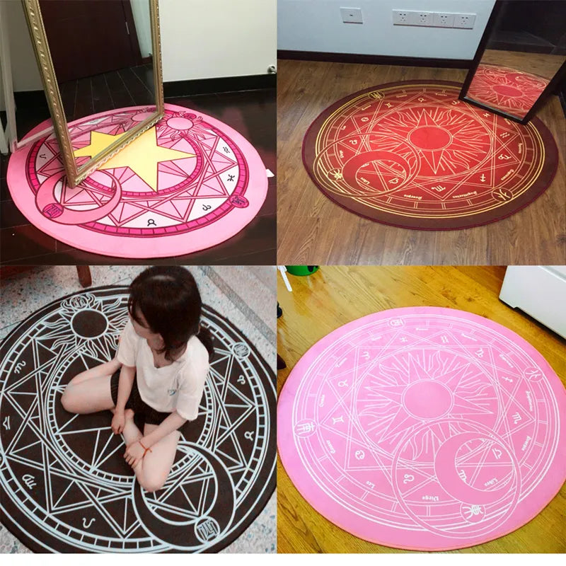 60/80/100CM Cartoon Round Carpet Cardcaptor Sakura Magic Circle Rug Computer Chair Mat