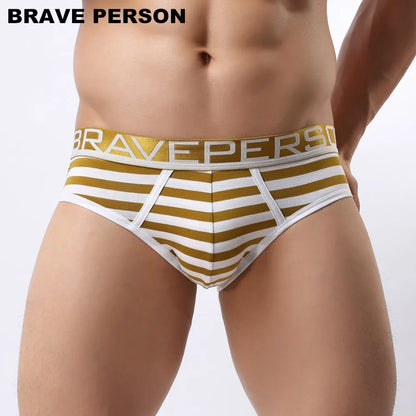 BRAVE PERSON Brand Underwear Men Briefs Cotton Striped Briefs Men Sexy Underwear Briefs Wide Belt Underpants Male Panties B1154