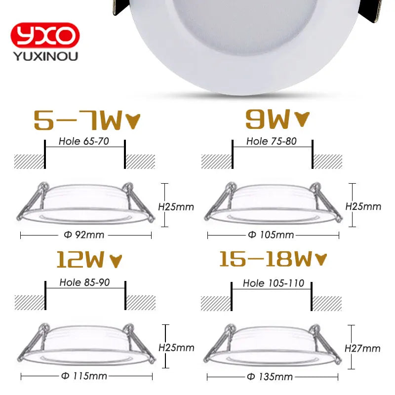 1pcs Dimmable Waterproof LED Downlight AC110V 220V 7W/9W/12W/15W/18W/25W/50W LED Bulb Light Recessed LED Spot Light For Bathroom