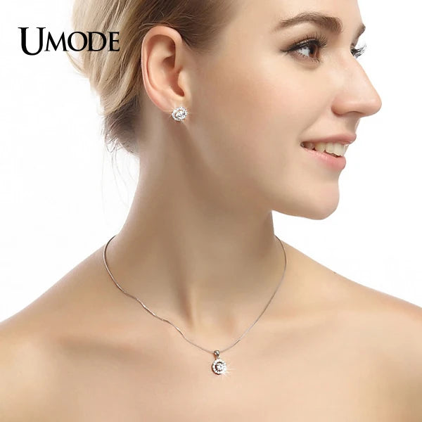 UMODE Hearts & Arrows Cut 0.6 Carat Top Quality AAA+ CZ Cubic Zirconia Round Pendant Necklace UN0012