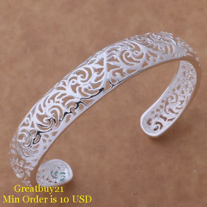 Femme Pulsera Exquisite Open Bangle Bracelet 925 Women Sterling Jewelry High Quality Silver Cuff Bangle Bijoux Wholesale