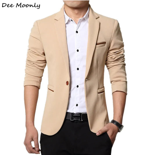 DEE MOONLY 2020 Men slim fit fashion blazer Suit Jacket Black Blue Red plus size M to 5XL Male blazers Mens coat Wedding dress