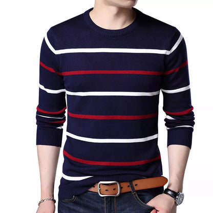 2022 New Pullover Men Brand Clothing Autumn Winter Wool Round Collar Slim fit Sweater Men Casual Striped Pull Jumper Men