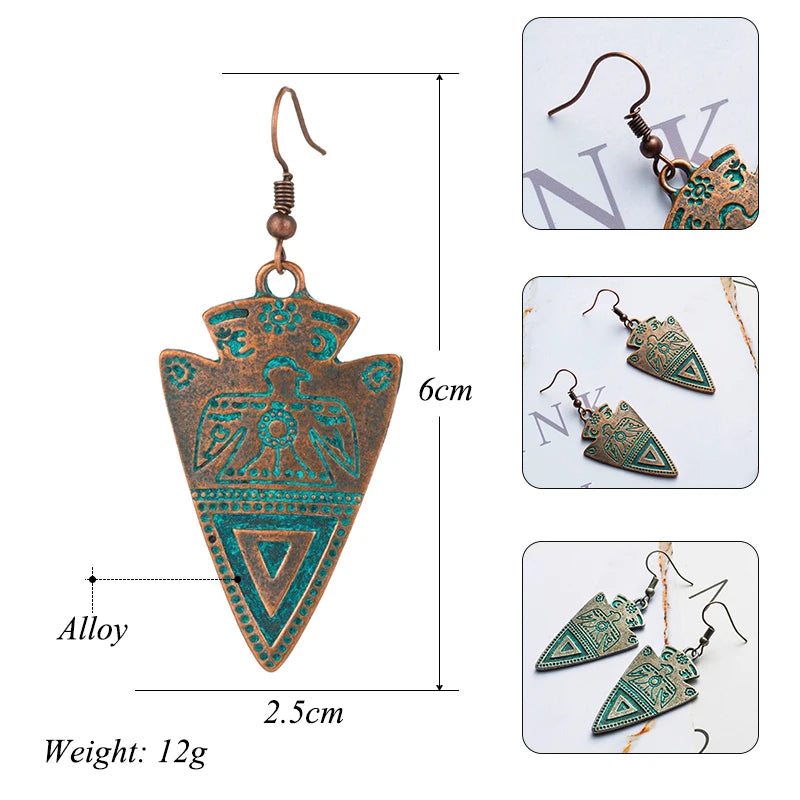 Retro water drop indian earrings jewelry Vintage ethnic boho geometric hanging earrings for women earings earing brincos