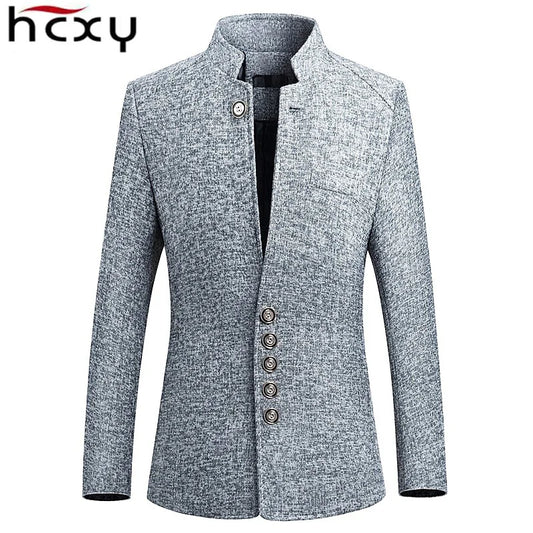 HCXY  Blazer Men 2021 spring New Chinese style  Business Casual Stand Collar Male Blazer Slim Fit Mens Blazer Jacket  Size M-5XL