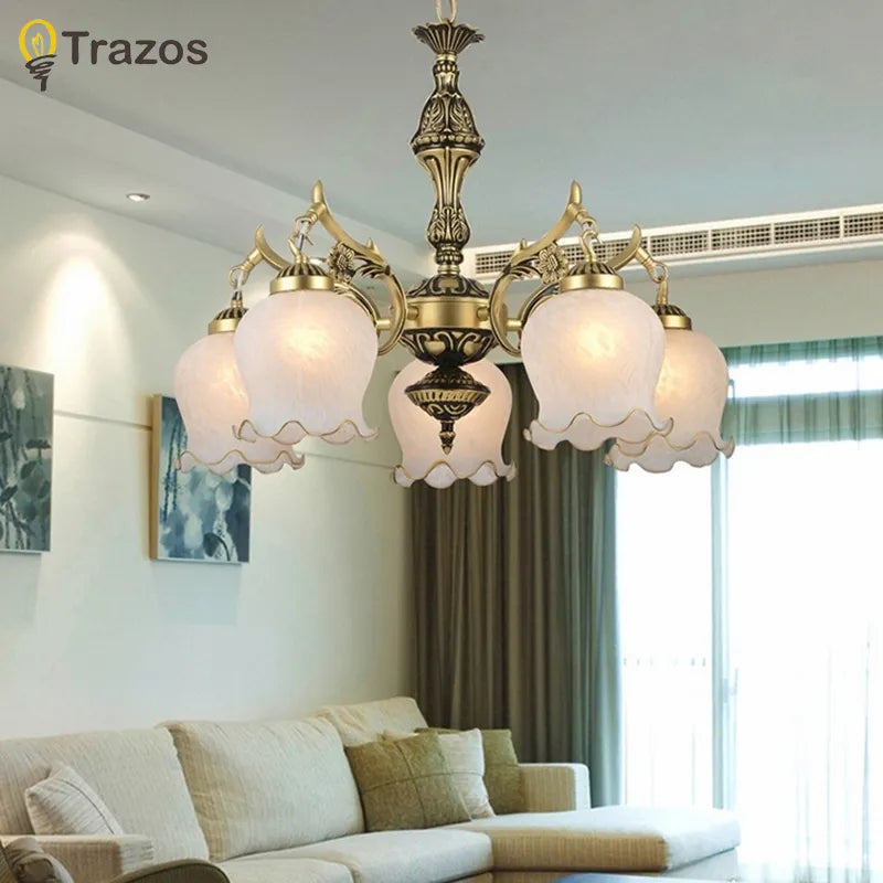 New Hot genuine zinc vintage bedroom lamp LED Chandelier lights Top novelty Indoor Lights wedding decoration kitchen light