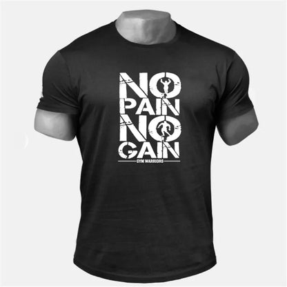 Muscle guys Brand Men's NO PAIN NO GAIN Gym T Shirts,Bodybuilding Fitness Workout Clothes Cotton T-Shirt