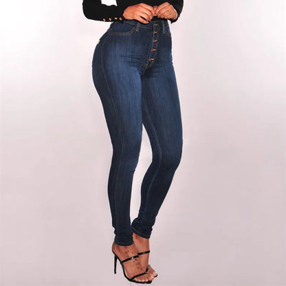 Jeans For Women High Waist Push Up Jeans High Elastic Stretch Ladies Mom Jeans Female Washed Denim Skinny Pencil Pants