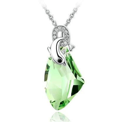 High Quality Silver Color Austria Crystal Dolphin AX Pendant Necklace Fashion Jewelry 2019 Animal Design Party Gift