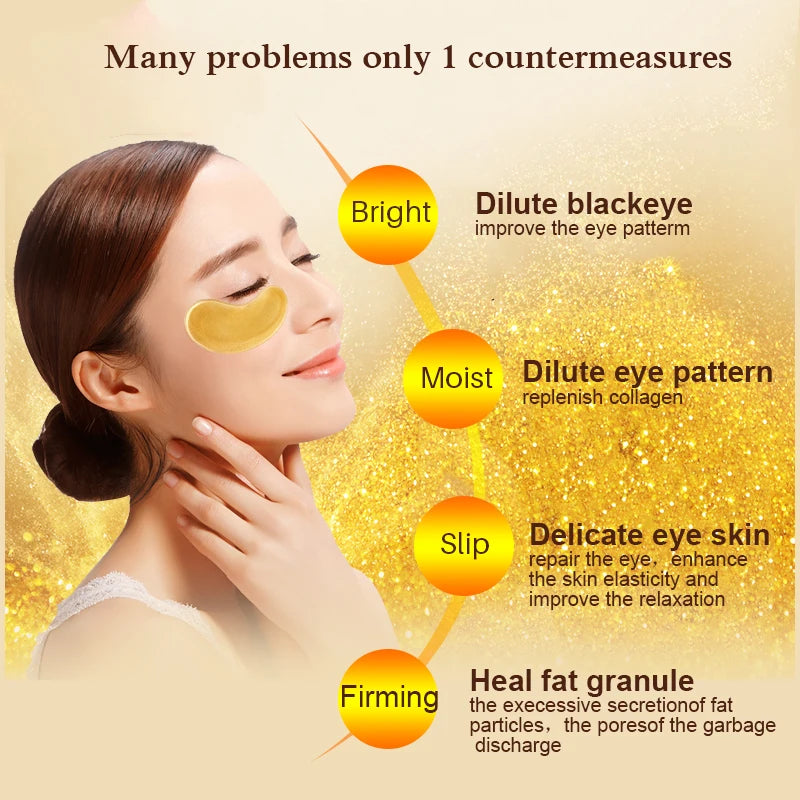 10pcs=5packs Gold Crystal Collagen Eye Mask Eye Patches Eye Mask For Face Care Dark Circles Remove Gel Mask for the Eyes