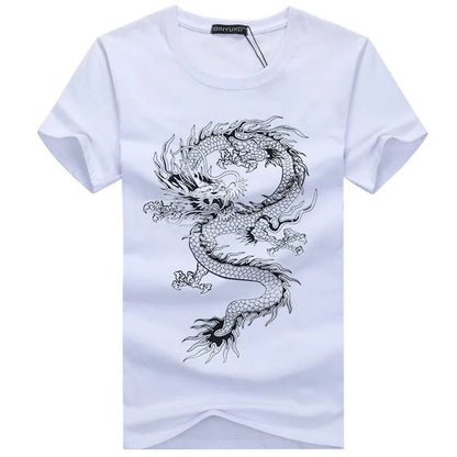 binyuxd New dragon Pure cotton Short Sleeves Hip hop Fashion Mens T-Shirt O-Neck Summer Personality Fashion men t-shirts Dragon