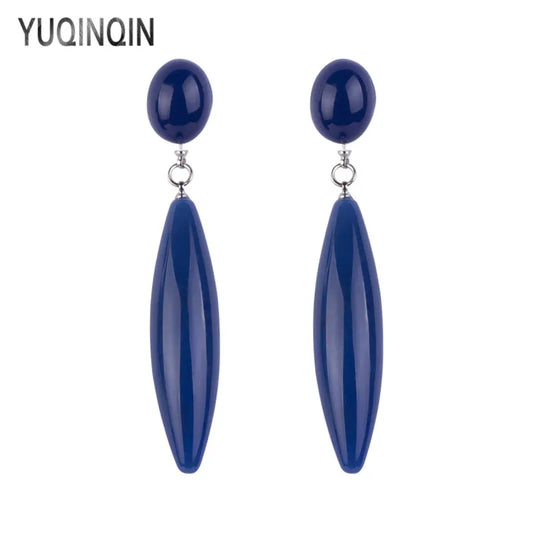 YUQINQIN Classic Drop Earrings for Women Acrylic Statement Long line Resin Dangling Earings Fashion Elegant Party Dangle Earring