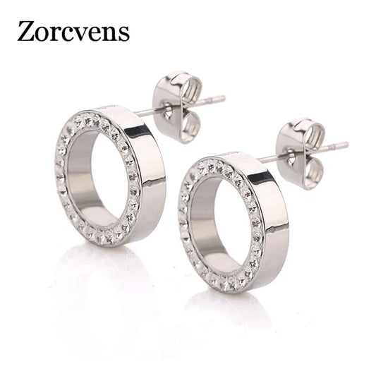 ZORCVENS 316L Stainless Steel Earring Crystal Stud Earrings For Women Joyas Brincos Bijoux Jewelry Earings Fashion