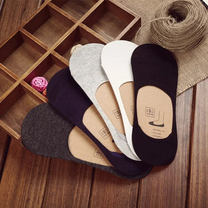 10 pieces = 5 pairs new Cotton men invisible socks men socks  silicone anti - skid, pure color summer socks