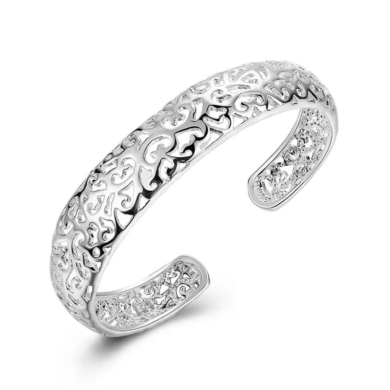 Femme Pulsera Exquisite Open Bangle Bracelet 925 Women Sterling Jewelry High Quality Silver Cuff Bangle Bijoux Wholesale