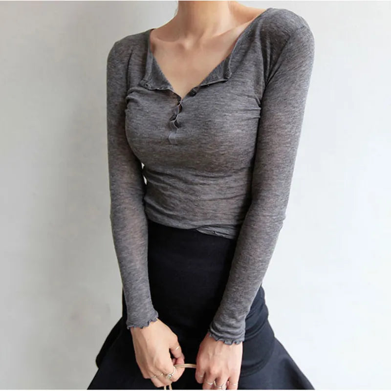 Sexy Tshirt Women T Shirt 2023 Spring Summer T-Shirt Women Tops Korean Long Sleeve Vetement Femme Ropa Mujer Kawaii Clothes