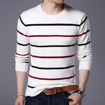 2022 New Pullover Men Brand Clothing Autumn Winter Wool Round Collar Slim fit Sweater Men Casual Striped Pull Jumper Men