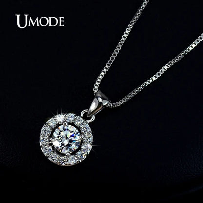 UMODE Hearts & Arrows Cut 0.6 Carat Top Quality AAA+ CZ Cubic Zirconia Round Pendant Necklace UN0012