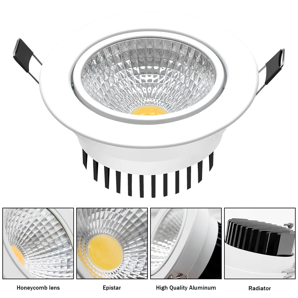 [DBF]Super Bright Recessed LED Dimmable Downlight COB 5W 7W 10W 12W 3000K LED Ceiling Spot Light LED Ceiling Lamp AC 110V 220V