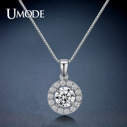 UMODE Hearts & Arrows Cut 0.6 Carat Top Quality AAA+ CZ Cubic Zirconia Round Pendant Necklace UN0012